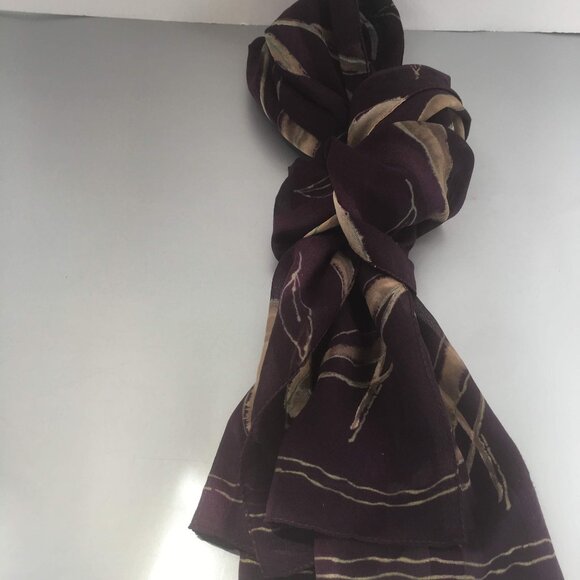 Purple Rose Flowers Garden Sheer Scarf Vintage Accessory - Picture 6 of 10